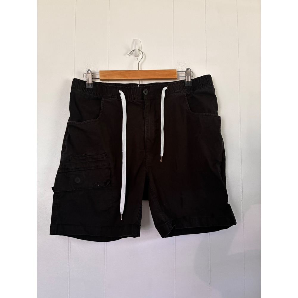 BYLT Premium Basics Mens Black Cargo Shorts Elastic Waist Drawstring Size Large